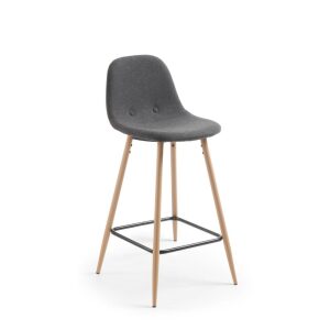NILSON barska stolica metal s efektom drveta, tamno sivi materijal