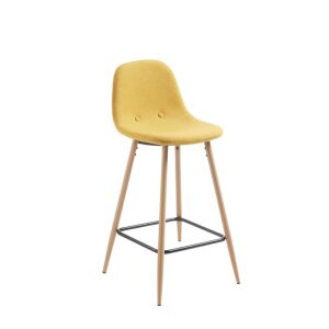 NILSON barska stolica metal s efektom drveta, materijal boje senfa
