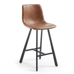 TRAC barska stolica brušeni metal, PU oksid smeđa