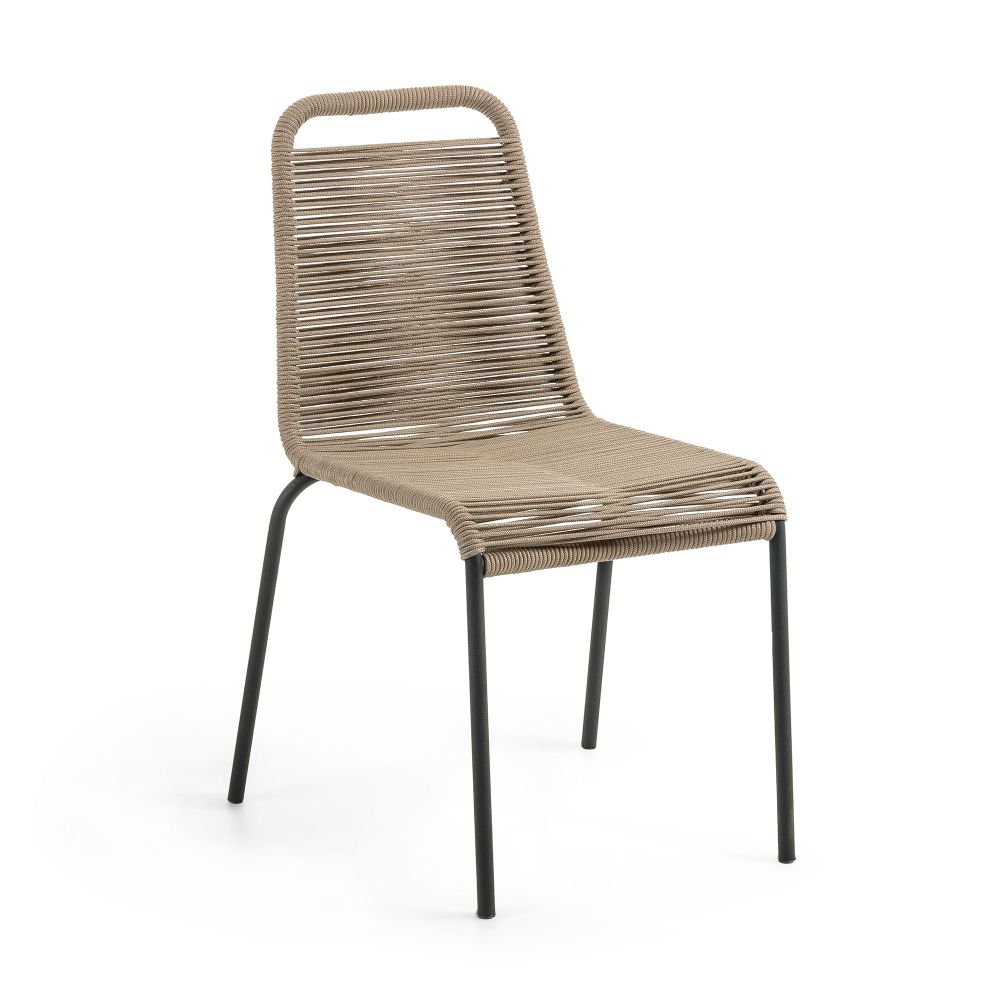 GLENVILLE Chair metal crne boje rope light brown