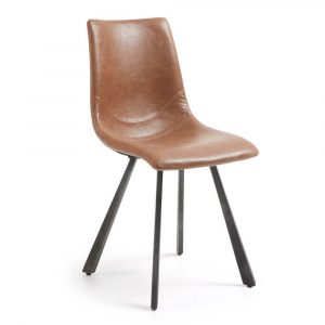 TRAC Chair metal brushed PU oxid brown