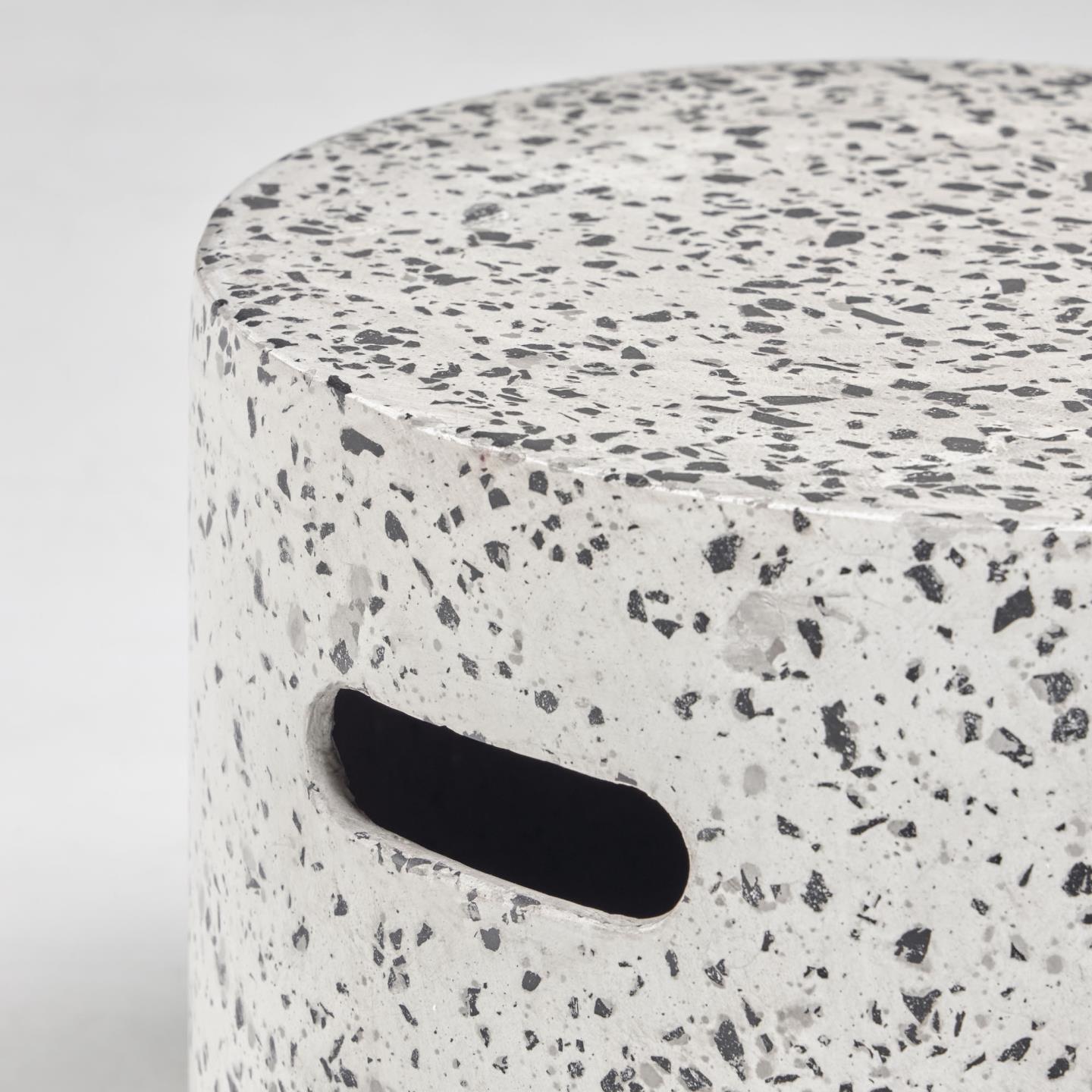 Jenell terrazzo stool in white, Ø 35 cm
