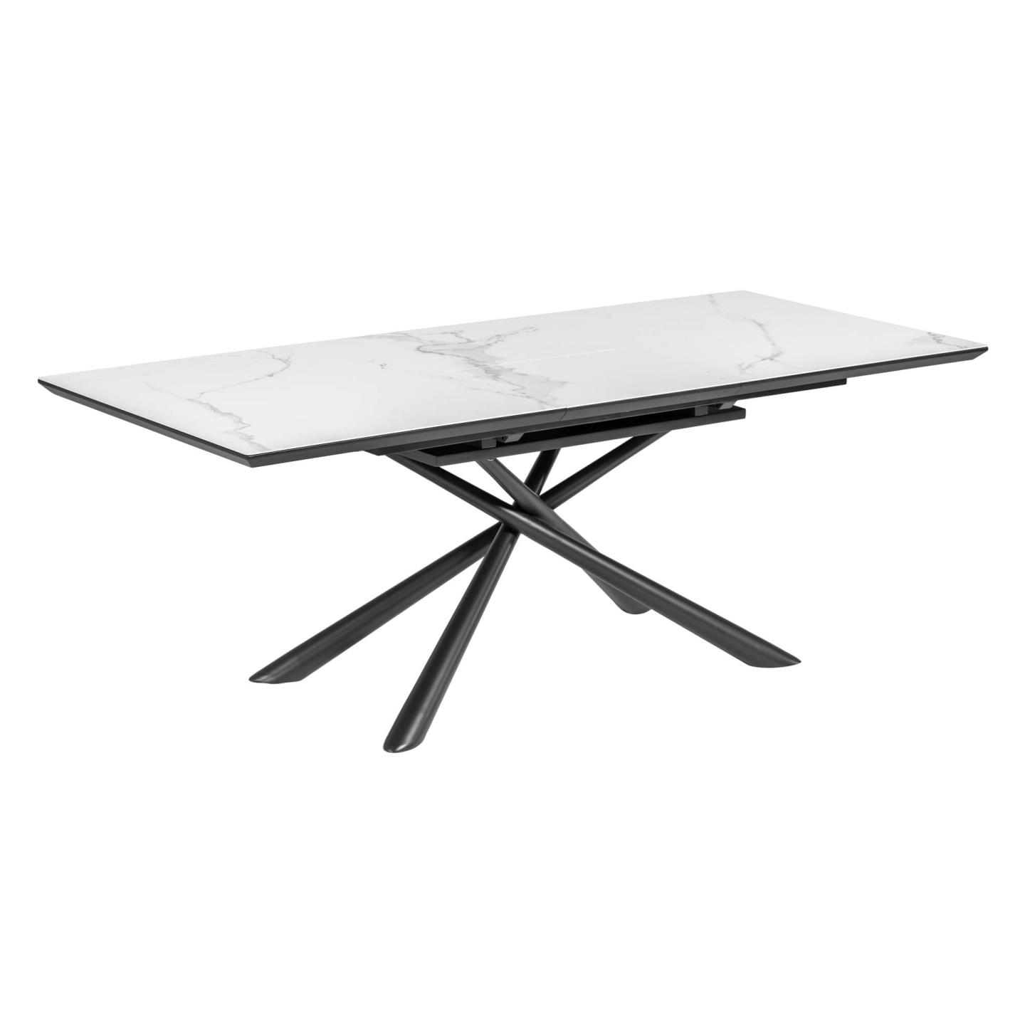 Theone porcelain extendable table in white and black steel legs 160 (210) x 90 cm