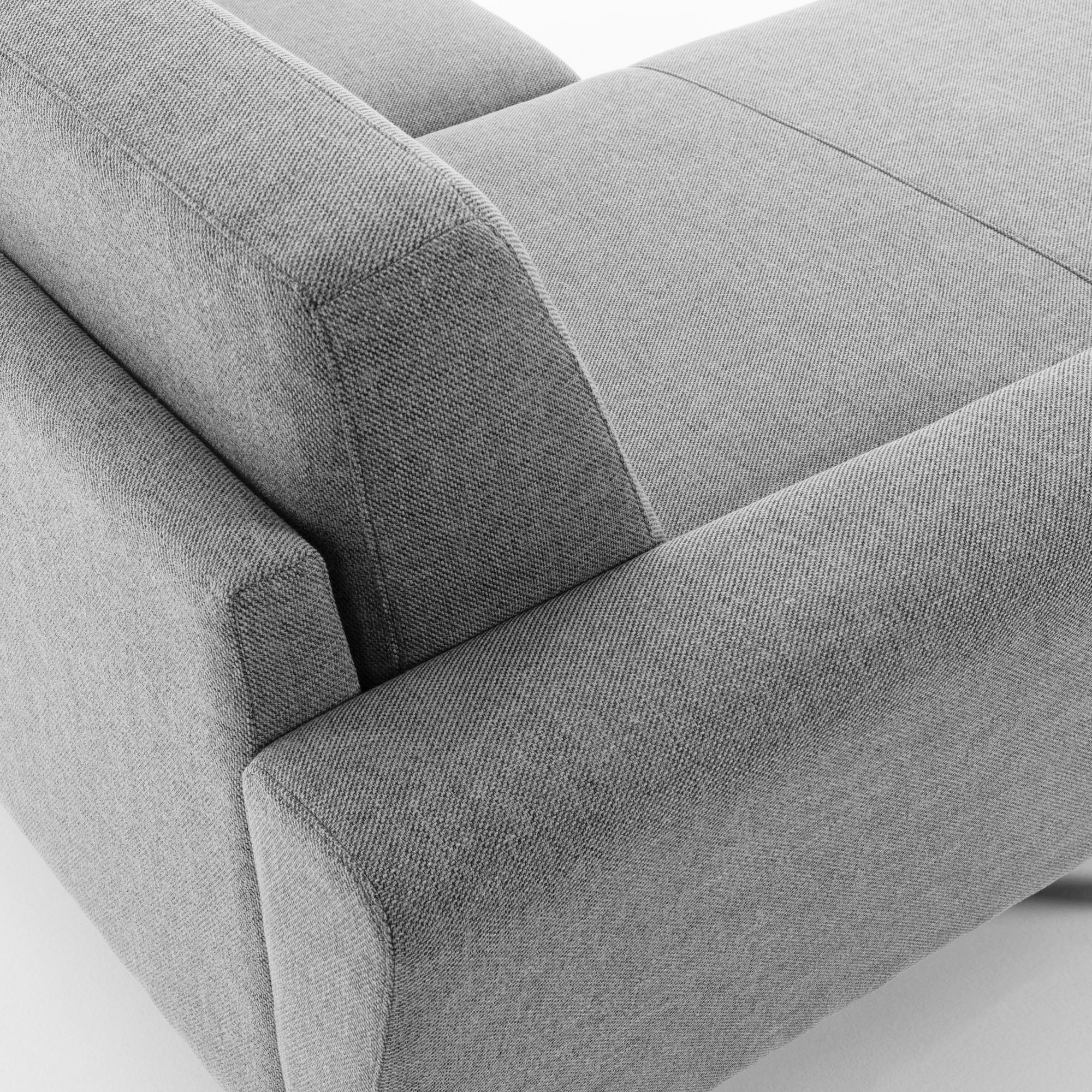 GUY Sofa chaise longue 2 seaters wood fabric grey
