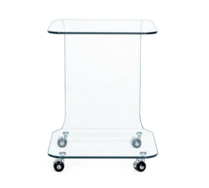 Iride kvadratni stakleni stolić sa kotačićima